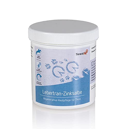 Tierarzt24 LEBERTRAN-ZINKSALBE dient dem Schutz & der regenerativen Pflege strapazierter Haut. Für Tiere - 250 g Tierarzt24 LEBERTRAN-ZINKSALBE dient dem Schutz & der regenerativen Pflege strapazierter Haut. Für Tiere - 250 g