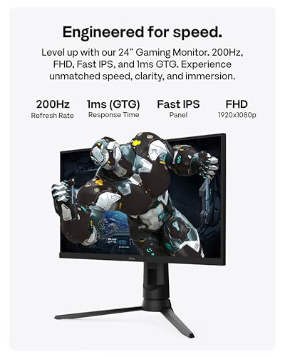 Image of Pixio Two PX248 Pro V2 24 inch 200Hz Fast IPS FHD 1080p 1ms GTG Response Time Gaming Monitors with PS1D Wave Dual Monitor Arm