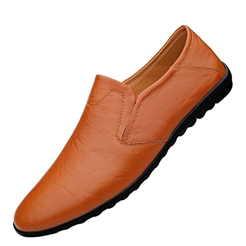 Men's Loafers Moccasins Shoes Solid Colors Lightweight Leather Lightweight Slip Resistant Flexible Wedding Slip-ons