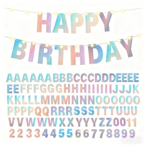 Rainbow 74Pcs Custom Banner Kit - DIY Personalised Bunting with 32.8ft Jute Rope,Reusable Kraft Paper Letter Symbol Banners,Personalised Birthday Banner for Girls & Women,Welcome Home