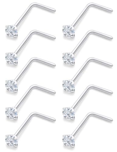 Dyknasz �m�[�Y�X�^�b�h �T�[�W�J���X�`�[�� �m�[�Y�����O �X�^�b�h �L���[�r�b�N�W���R�j�A 10�� �����ȕ@�E�����O �����p �X�N�����[�{�[����L���^�@�E�s�A�X �W���G���[ 24G 22G 20G 18G, 24g,1.5mm Clear CZ, 