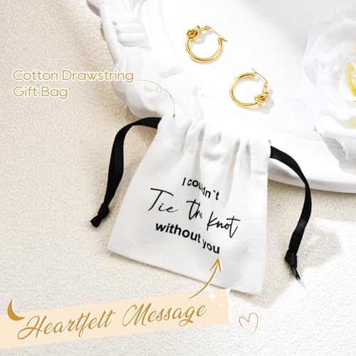 CEELGON Tie the Knot Gold Hoop Earrings Bridesmaid Gifts with Cotton Drawstring Gift Bag Bridesmaid Jewelry Gift Box Bridesmaid Proposal Gift Bridal Party Favors3
