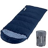 Skandika Dundee Junior - Saco Dormir para niños - 175 x 70 cm - Funda compresió - Forro de Franela de algodón (Azul Marino)