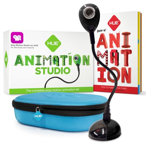 HUE Animation Studio: Kit Completo de Stop Motion (Cámara, Software, Libro) para Windows/macOS (cámara Negra con Funda)