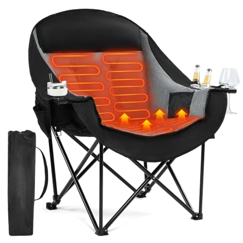 Image of Heated Oversized Camping Chair - Heavy Duty Padded Comfy Warm Outdoor Chair