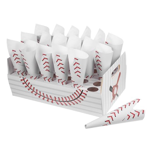 Garneck 30pièces Cônes Papier Pour Collations Popcorn Et Charcuterie Accessoires De Fête Pour Anniversaires Événements Et Soirées Cinéma Thème Baseball