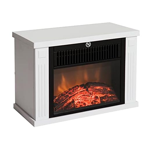 Homcom Chimenea Eléctrica Portátil Estufa Calefactor Termostato Ajustable 600/1200W Llama Decorativa 34x17x25cm