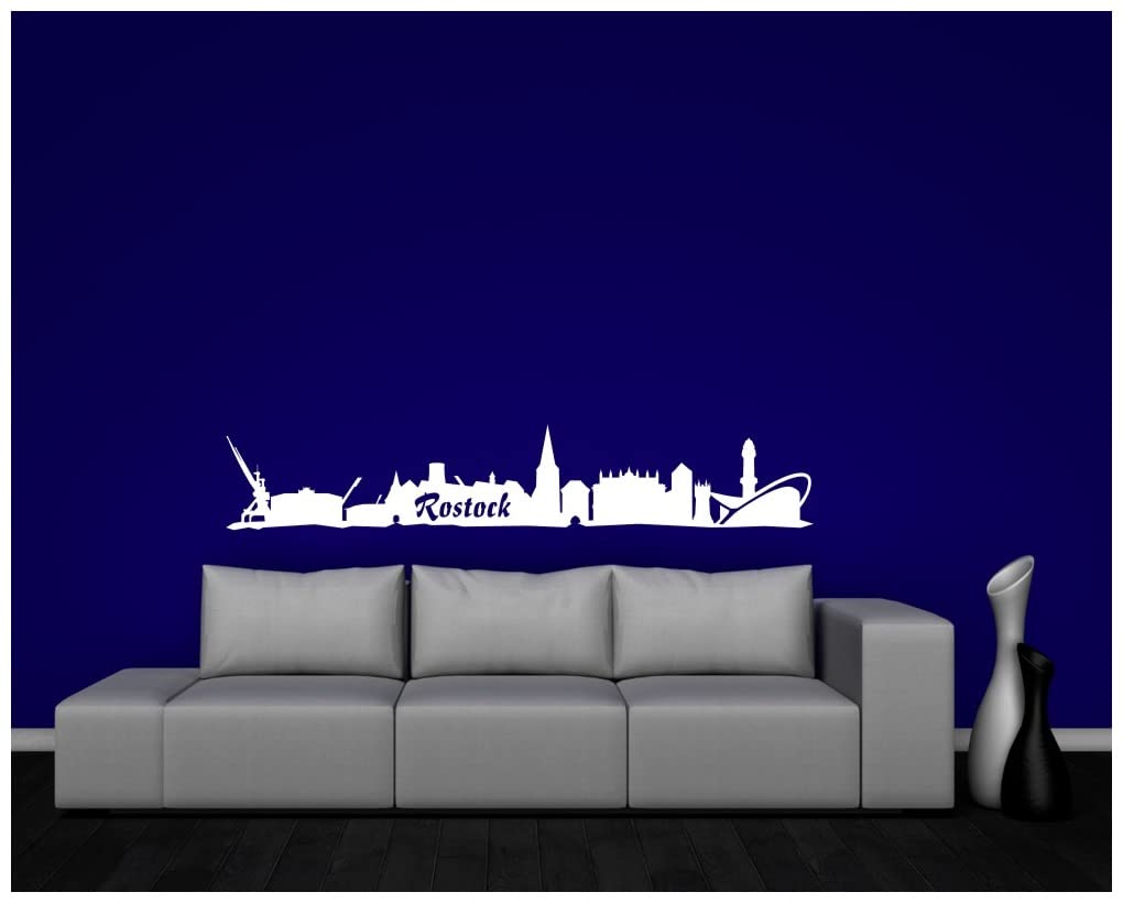 Samunshi® Wandtattoo Rostock Skyline – 40x7,2 Cm, Goldmetalleffekt, Selbstklebende Wanddekoration