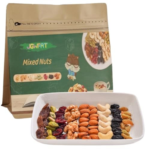 Frutos secos mixtos JGW FAT: 7 tipos de frutos secos y frutas deshidratadas, un refrigerio saludable para todos los días, perfecto para el té de la tarde, con pan, pastel y yogur. (240g)