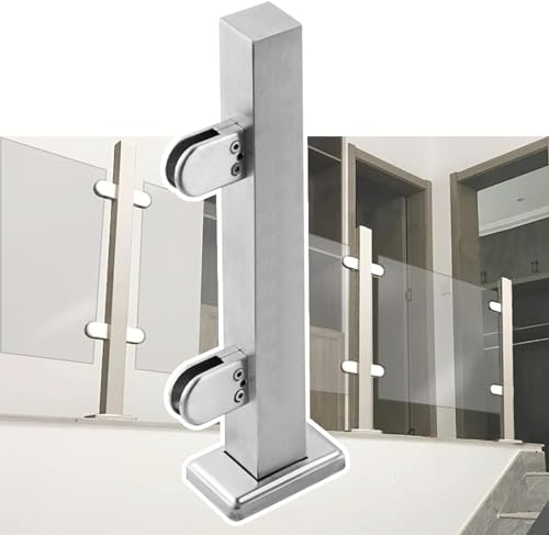 Poteau de balustrade en verre argenté anti-vibration avec pinces et joints