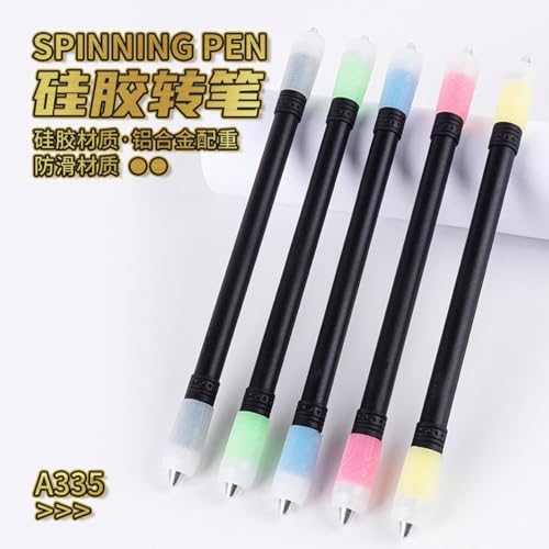 Caneta giratória de silicone preta com cabeça de metal, ponta inteira, envoltório de silicone, canet