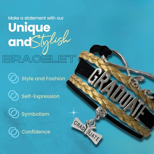 Image of Infinity Collection Graduation Bracelet Gift Graduate Jewelry for Her, Class of 2026 Keepsake, Adjustable Charm Bracelet for Women & Girls