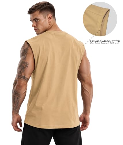 Image of SHODOX Men's 100% Cotton Tank Top | Round Neck Sleeveless Gym Vest | Loose Fit Casual Sportswear T-Shirt | Breathable & Lightweight Fitness Wear for Workout & Active Wear