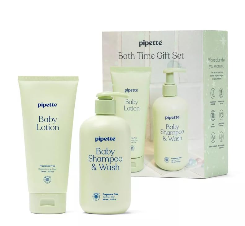 New~Pipette Baby Bath Wash Gift Set - Shampoo & Lotion - 17.5 fl oz/2ct