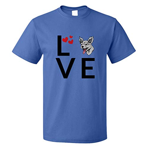Custom Funny Graphic T Shirts for Men Love Hearts PUMI Dog Cotton Top Royal Blue Design Only 3X Large