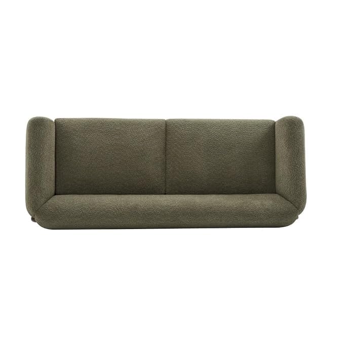 Image of Upholstered 3 Seater Sofa Three Seater Sofa with Wooden Legs for Living Room Hotels & Offices (Olive Green)