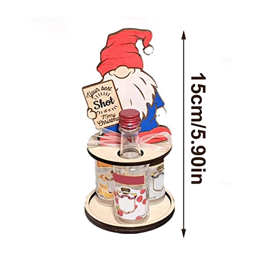Soporte de vino mini de madera navideño para 3 botellas miniatura 5