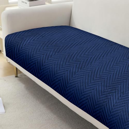 Image of Amazon Basics - Velvet Quilted Make Your Own Sofa Cover |2 Seater | Multi-Layered Fabric |120cm x 70cm | 350 GSM | Color - Navy Blue
