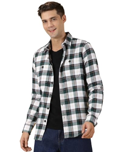 Image of Thomas Scott Men's | Checks | Full Sleeve | Regular Fit | 100% Cotton | Double Pocket | Spread Collar | Casual Shirt