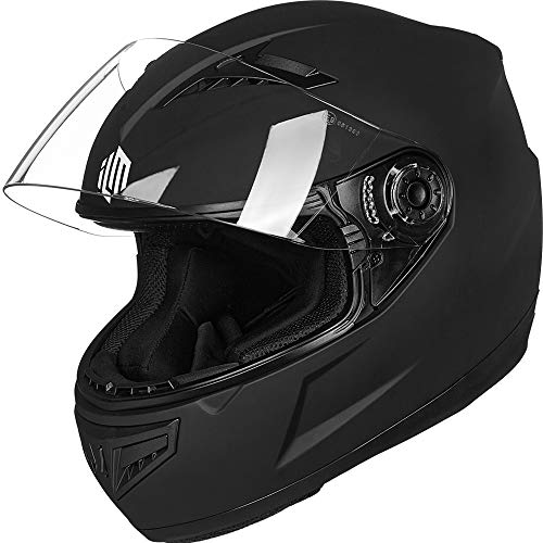 ILM Youth Kids Full Face Motorcycle Street Bike Helmet DOT Approved Model-DP808 (Matte Black,Small)