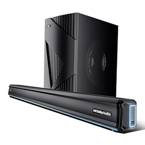 boAt Aavante Bar A3070 Dolby 2.1 Channel Soundbar w/Dolby Audio, Wired Subwoofer, 300W Output, BT v5.4, Dynamic LEDs, AUX Port, USB Port, Optical Port,HDMI Port,EQ Modes(Premium Black)