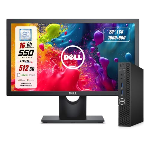 [CARATTERISTICHE] - Mini pc con Processore Intel i5-7500T 4 Core 2.7 Ghz - Ram 16Gb SSD 512Gb - Windows - Chiavetta Wi-Fi inclusa - Monitor Dell 19.5