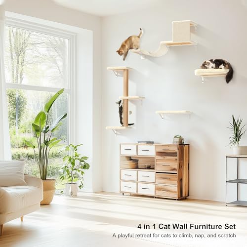 Set de estantes para gatos FUKUMARU 7 en 1 beige miniatura 3