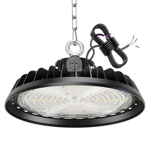 UFO 200W LED Lámpara de Alta Bahía 34000LM Campana led Industrial 4000K Regulación 120W/160W/200W IP65 Antipolvo e Impermeable Foco LED 120° Driver Industrial Para Fábricas,Talleres,Garajes,Almacenes