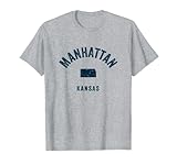 Photo Gallery manhattan kansas ks - stampa vintage anni 70, motivo sportivo, colore: blu navy maglietta Photo Gallery manhattan kansas ks - stampa vintage anni 70, motivo sportivo, colore: blu navy maglietta