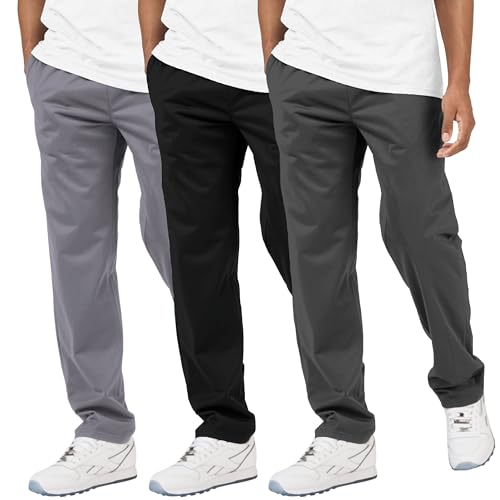Ultra Performance 3 Pack Mens Athletic Open Bottom Sweatpants Active Track Pants Casual Tricot Wide Leg Sweat Pants for Men