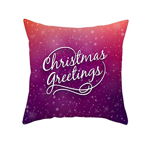 Lieson Coussin Canape Salon, Housse Coussin Noël 45x45CM Violet Housse Coussin Décoration Lettre Christmas Greetings Imprimées, Polyester