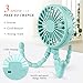Suteng Stroller Fan Flexible Tripod Clip On Baby Fan, Battery Operated Mini Portable Handheld Fan for Car Seat Crib Stroller, USB Rechargeable Small Desk Fan with 3 Speeds and LED Lights