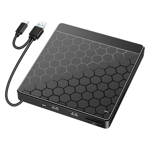 YUGSHNKFC Portable 6-in-1 USB3.0 USB C External VCD Optical Driver VCD Burners VCD Driver Player for Laptop PC