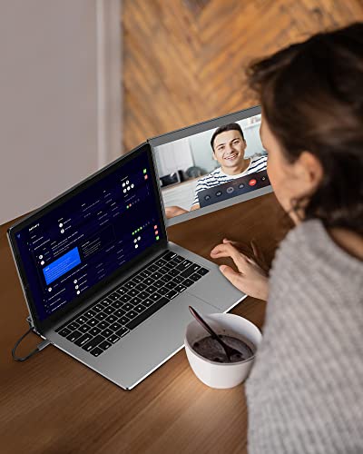 Alecewey Portable Monitor For Macbook Laptop Screen Extender Dual Monitor Display 12'' Inch Fhd 300 Nit External Monitor With Type-C/Speaker P1M Only For 13.3'' Macbook #TOP6