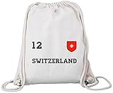  ShirtStreet Swiss Fußball WM Fanfest Gruppen Premium Bio Baumwoll Turnbeutel Rucksack Stanley Stella Trikot Schweiz, Größe: onesize,Natural