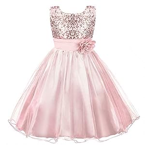 Discoball Girls Princess Dress Sequin Tulle Flower Pageant Birthday Party Wedding Bridesmaid Girl Dresses for 3-12 Years
