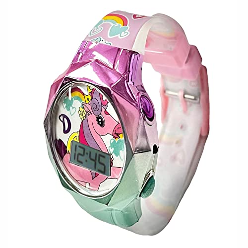Accutime Kids Love, Diana Pink Rainbows Unicorns Digital Flashing LCD Quartz Wrist-Watch with Ring and Bracelet Accessories for Girls, Boys and Toddlers (Model: LDA40003AZ)3