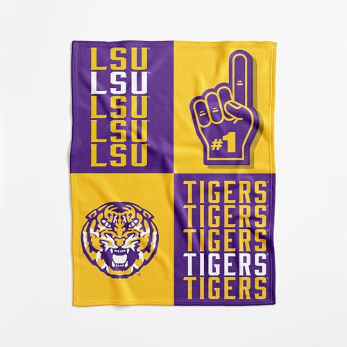 NCAA LSU Tigers Officially Licensed Baby Swaddle Blanket, 40 x 50 in, Soft Lightweight Polyester, Domino Design