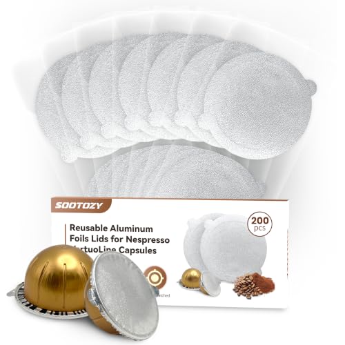 Image of Reusable Pods Aluminum Foil Seals for Nespresso VertuoLine Capsules 200PCS, Refillable Aluminum Covers Foil Seals Lids for Nespresso Vertuo Compatible for Nespresso VertuoPlus Espresso Machine