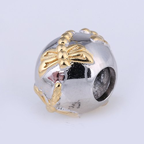 Gold Plated Dragonfly Round Charms 925 Sterling Silver Animal Charm for Pandora 3mm Snake Chain Bracelet,Mothers Day Gifts3