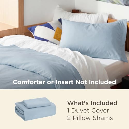 Image of Bedsure Prewashed Twin Duvet Cover, Cotton-Like Bedding Set, Light Blue | Ultra Soft, Relaxed Texture, Twin XL Breathable Comfort, Hidden Zipper, 8 Corner Ties, Easy Care, OEKO-TEX, Year-Round Use