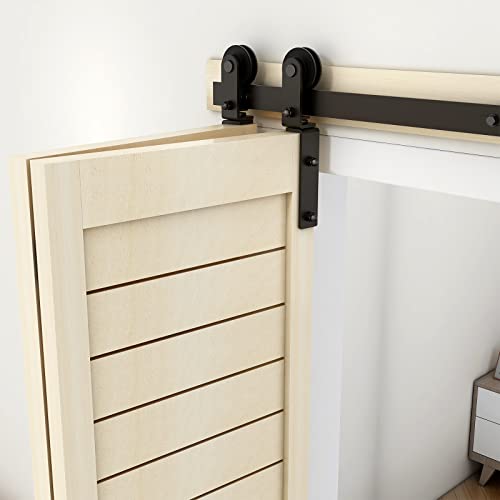 CCJH 3FT Bifold Sliding Barn Door Hardware 36\" Rail Bi-fold Roller Hanger Kit for 2 Folding Doors Less 17\" Wide Door[No Door Inlcuded] - Thumbnail 5