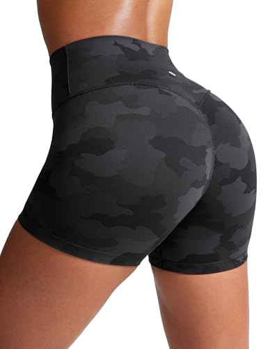 CRZ YOGA Mujeres Butterlift Shorts Levantamiento Glúteos 10cm   Sin Costura Frontal Yoga Cintura Alta Camuflaje Gris Oscuro 2 40