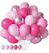 CVPARTYON 60 PCS 12 Inch Latex Balloons - Assorted Pink Colors (Baby/Light/Hot/Pearl/Metallic) fo...