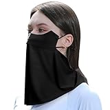 SunHalo Gear Women's Sunscreen mask Breathable ice Silk Veil Anti-UV face and Neck Cover Suitable for Summer Outdoor Sports (Black)