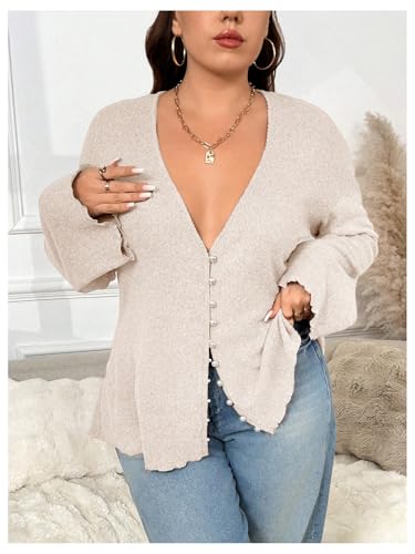 SOLY HUX Women's Button Down Deep V Neck Cardigan Sweater Long Sleeve Shirts Casual Fall Outerwear4