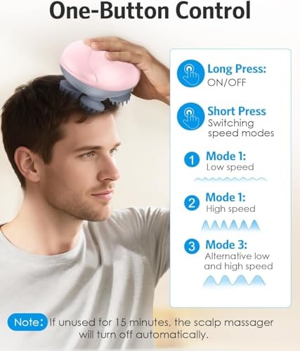 Image of Electric Scalp Massager & Head Massager for Hair Growth, Hair Fall, Dandruff, Itchy Dry Oily Scalp | Rechargeable, Waterproof, Cordless Silicone Scalp Massage Device3 Speed ModesPain Relief & Relaxation(multi colour)