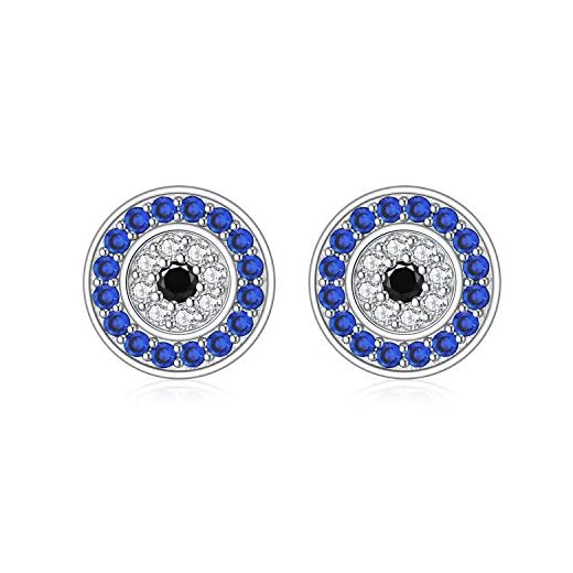 PEIMKO Evil Eye Stud Hoop Earrings