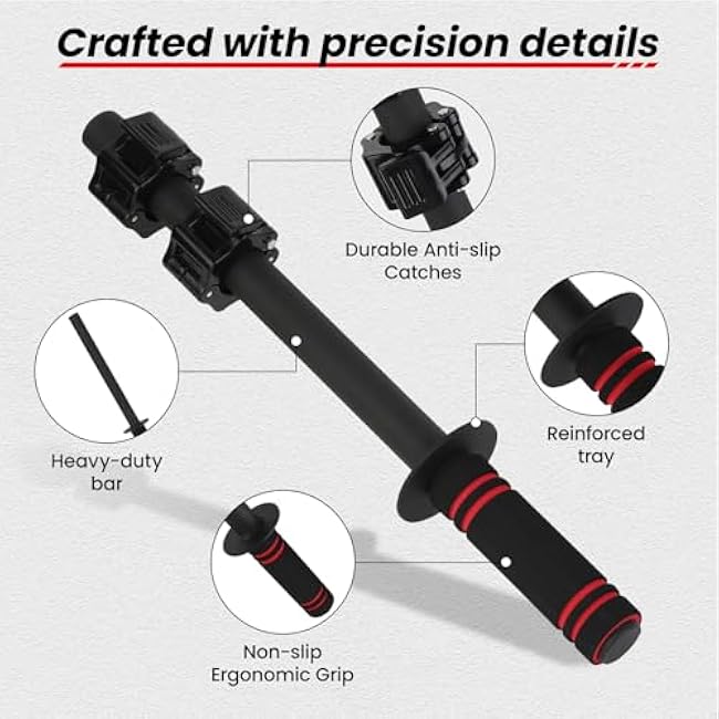 Forearm Exerciser Wrist Strengthener Bar Adjustable Weight Small-Bore Dumbbell Plates Training Rod for Grip Strength, Arm Workouts, Non-Slip Handle Home Gym(Black-Weights not Included)