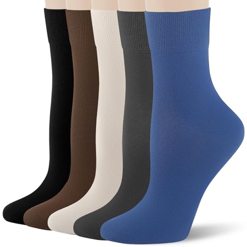 Image of FGZ Women's Crew Socks 5 Pairs Soft Combed Cotton,Breathable Everyday Casual Socks for Women